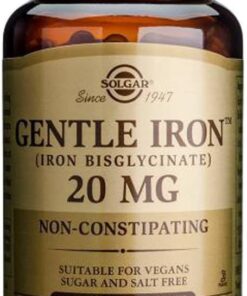 Solgar Gentle Iron (Iron Bisglycinate) 20 mg Vegetable Capsules - Pack of 180 -