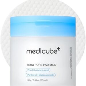 medicube Zero Pore Pads Mild 2.0 (70 units) - Gentle Calming Toner Pads for Exfoliation, Minimizing Pores, and Blackhead Removal with PHA - Ideal for All Skin Types - Korean Skin Care